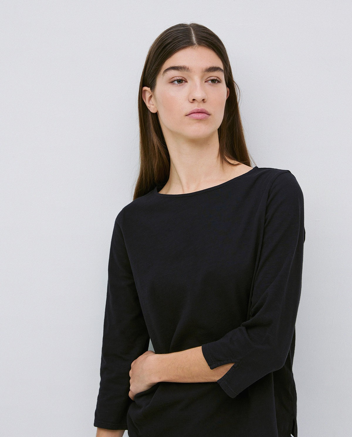 Camiseta 3/4 algodón flamé negro