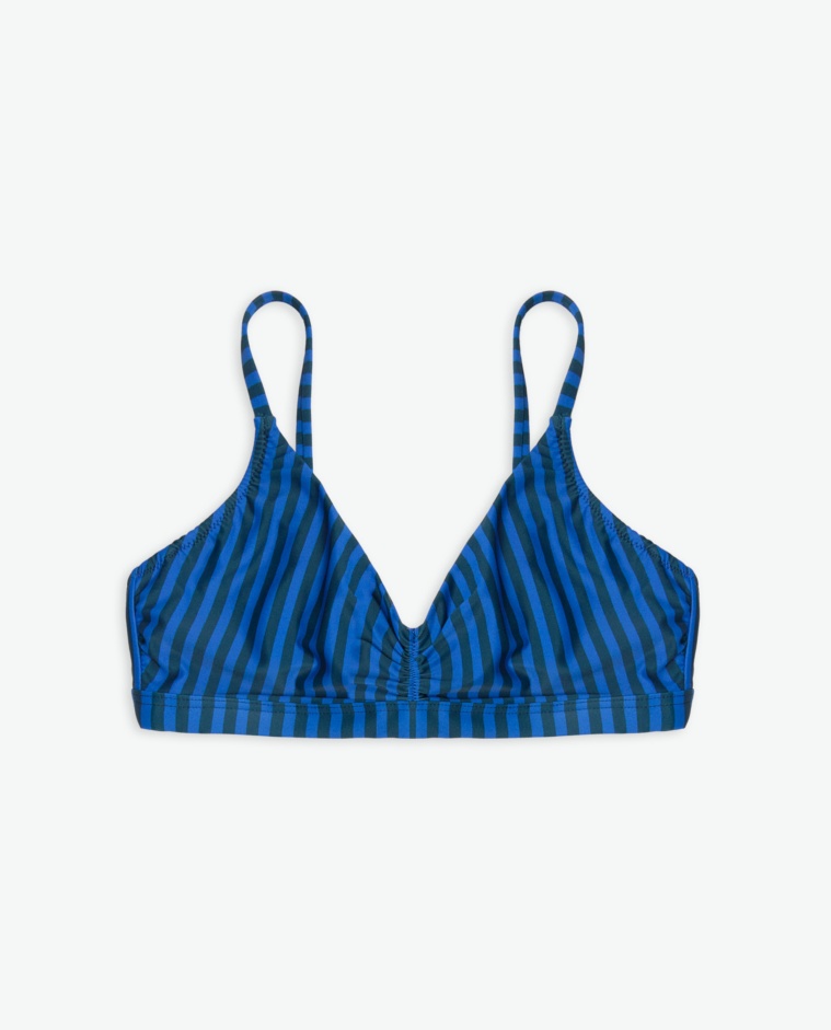 Blue striped bikini top