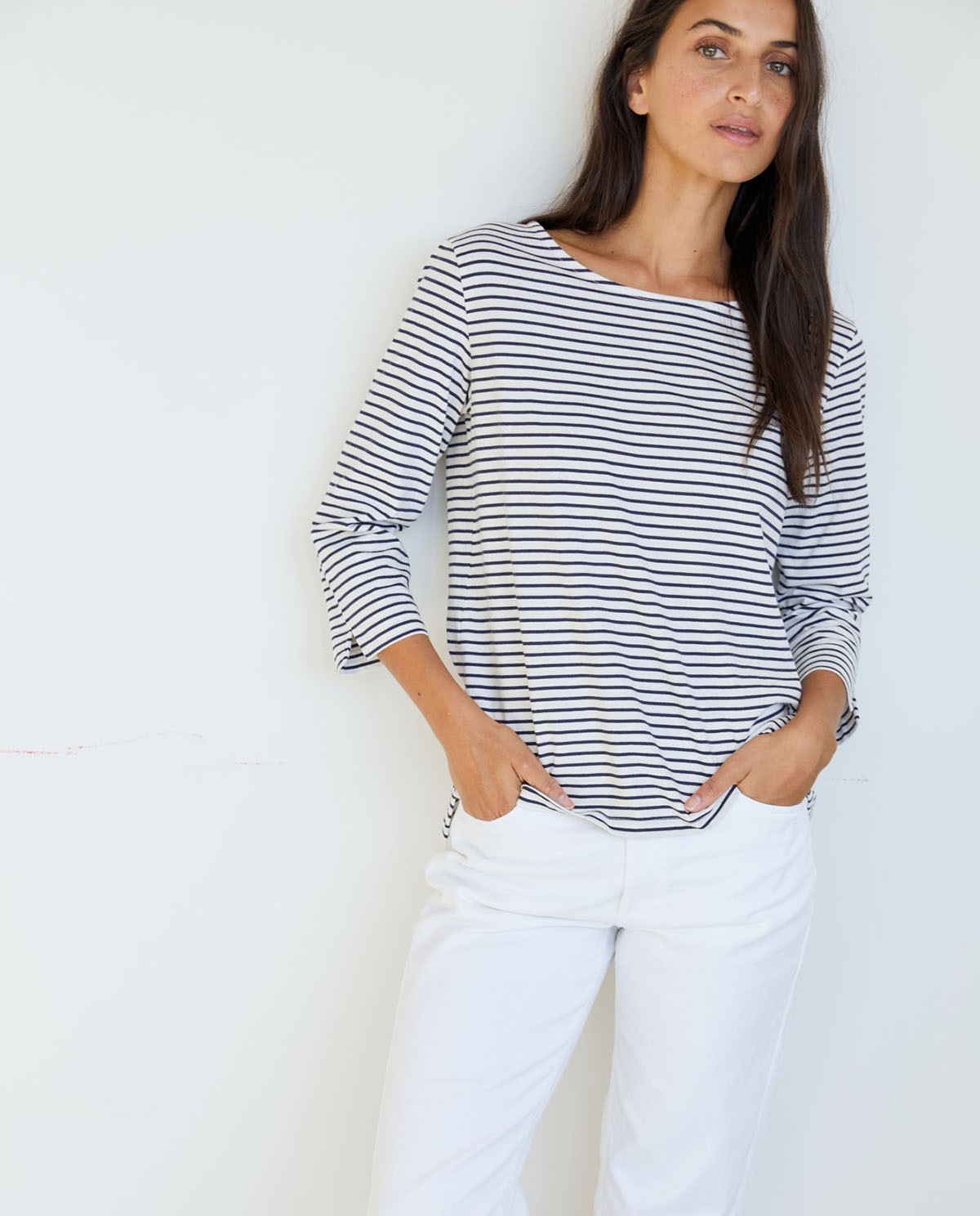 Organic-cotton t-shirt Navy stripes
