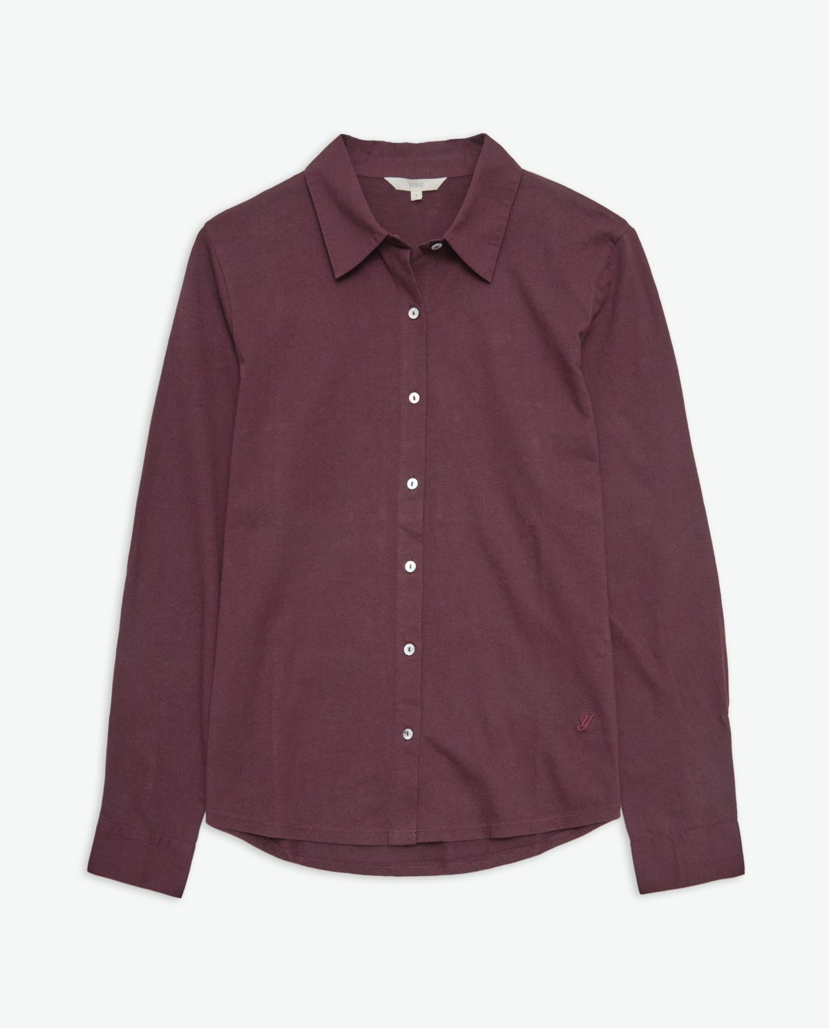 Chemise 100 % coton à manches longues aubergine