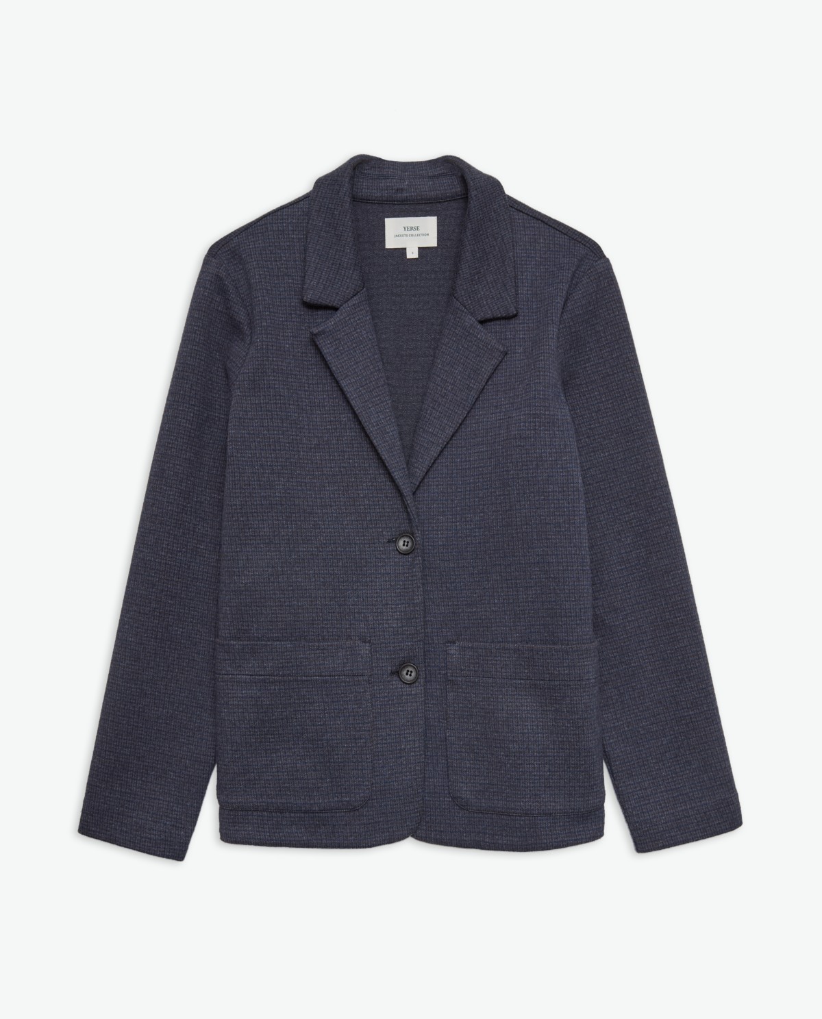 Blazer punto Jacquard cuadros azul marino - Blazer Jacquard de punto 7