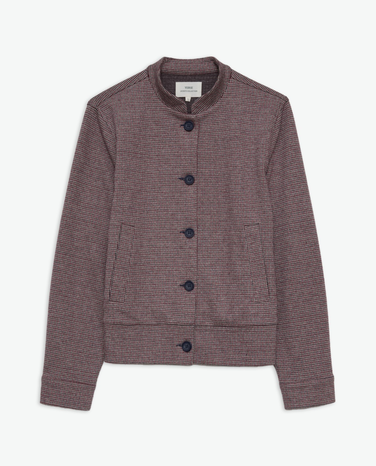Chaqueta corta suave pata de gallo berenjena - Chaqueta corta mezcla de algodón 7