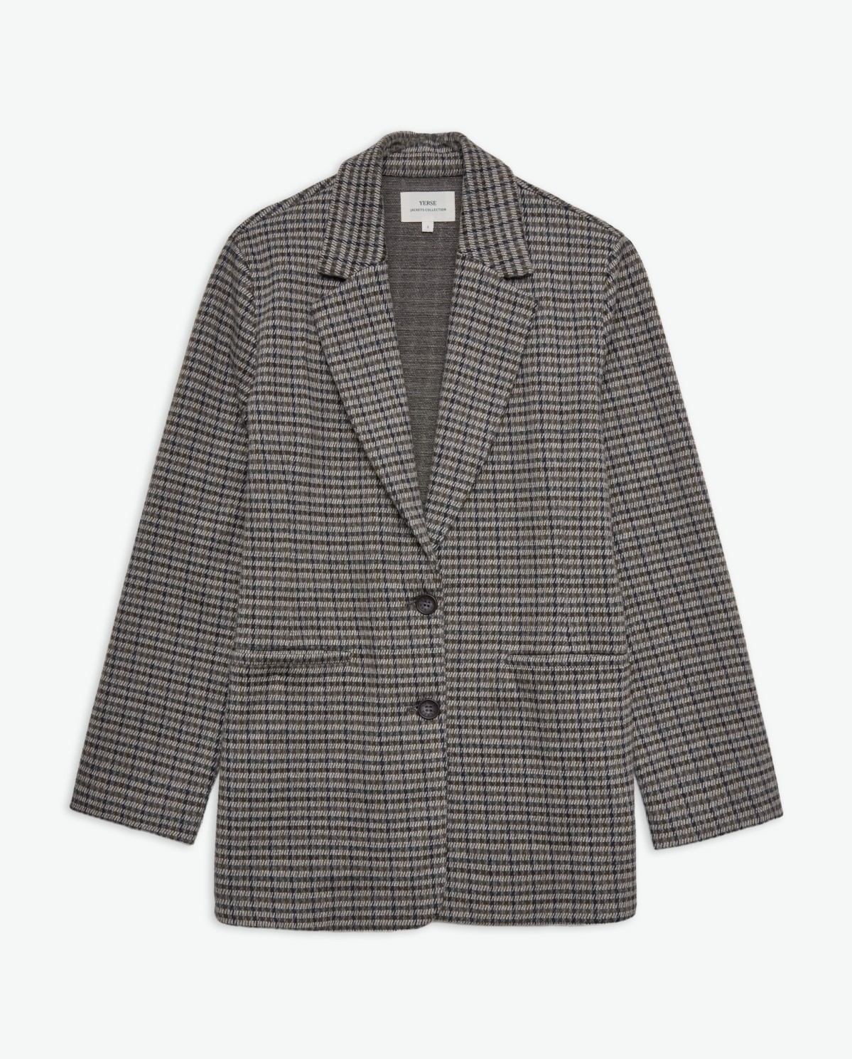 Blazer en coton motif pied-de-poule gris