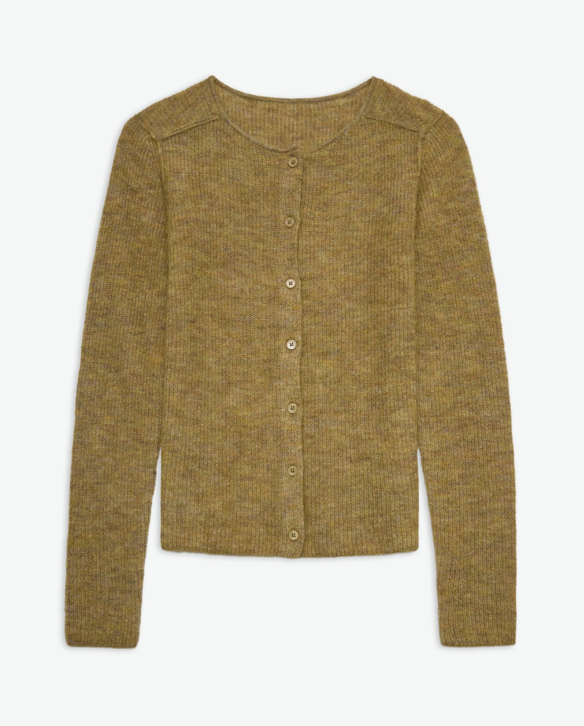 Olive green alpaca blend English rib cardigan - English rib cardigan, boba style 8