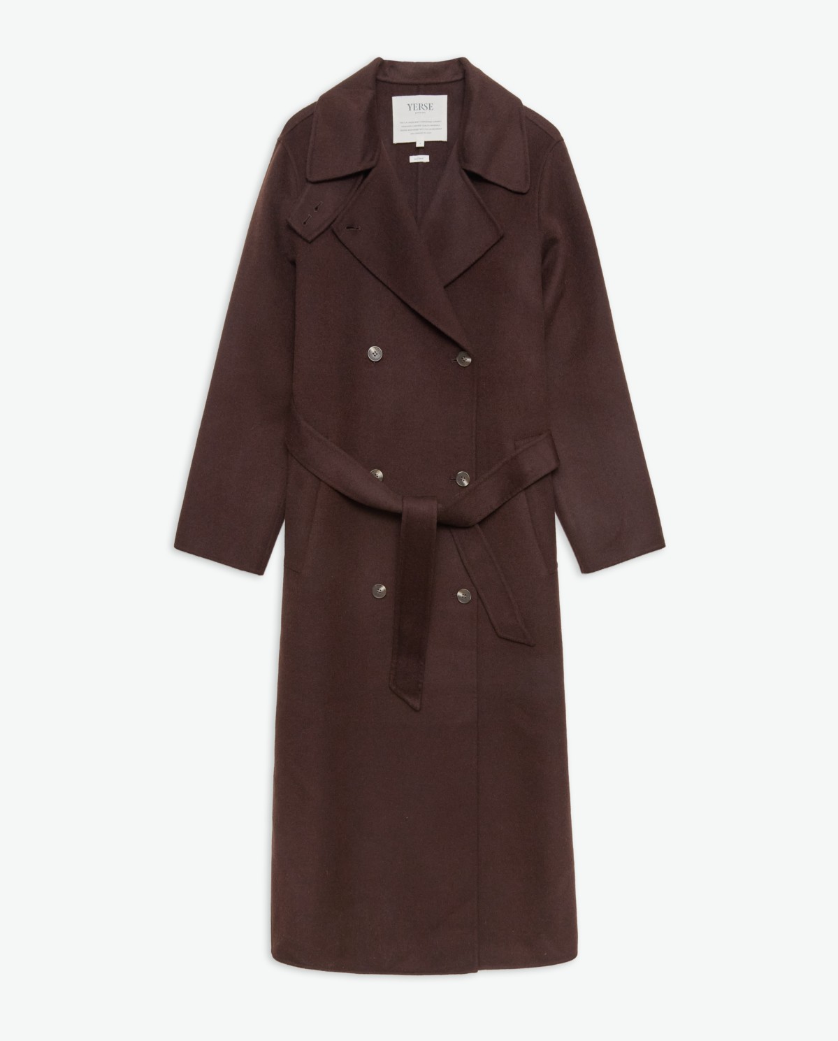 Long chocolate wool blend coat - Regular fit long coat 10