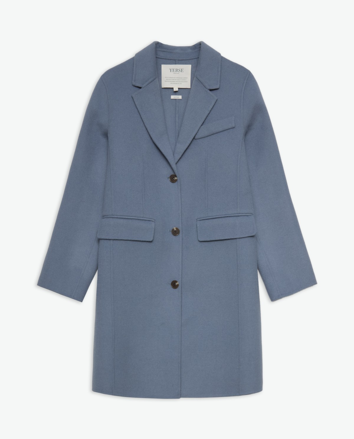 Blue wool-blend midi coat