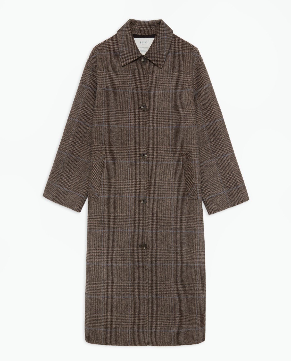 Abric llarg barreja llana quadres marró - Abric llarg regular fit 6