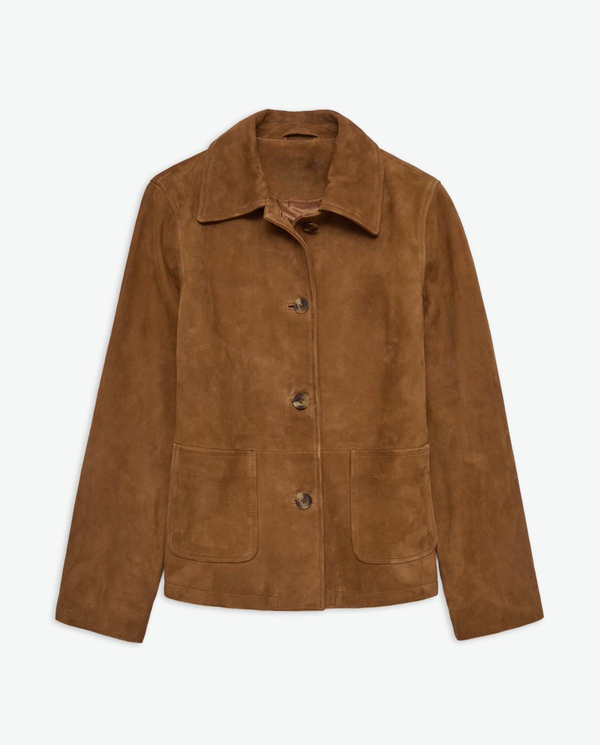 Chaqueta 100% piel de ante marrón