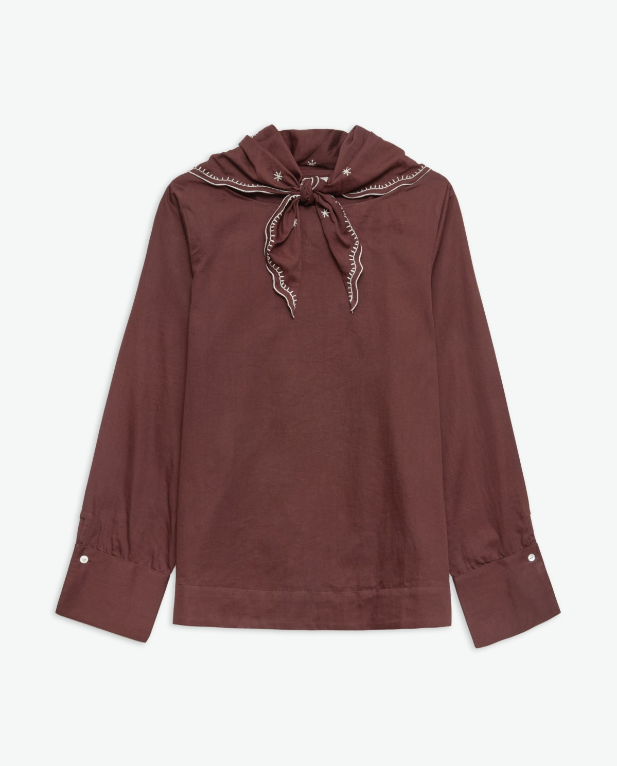 Blusa pañuelo extraíble marrón - Blusa 100% algodón 9