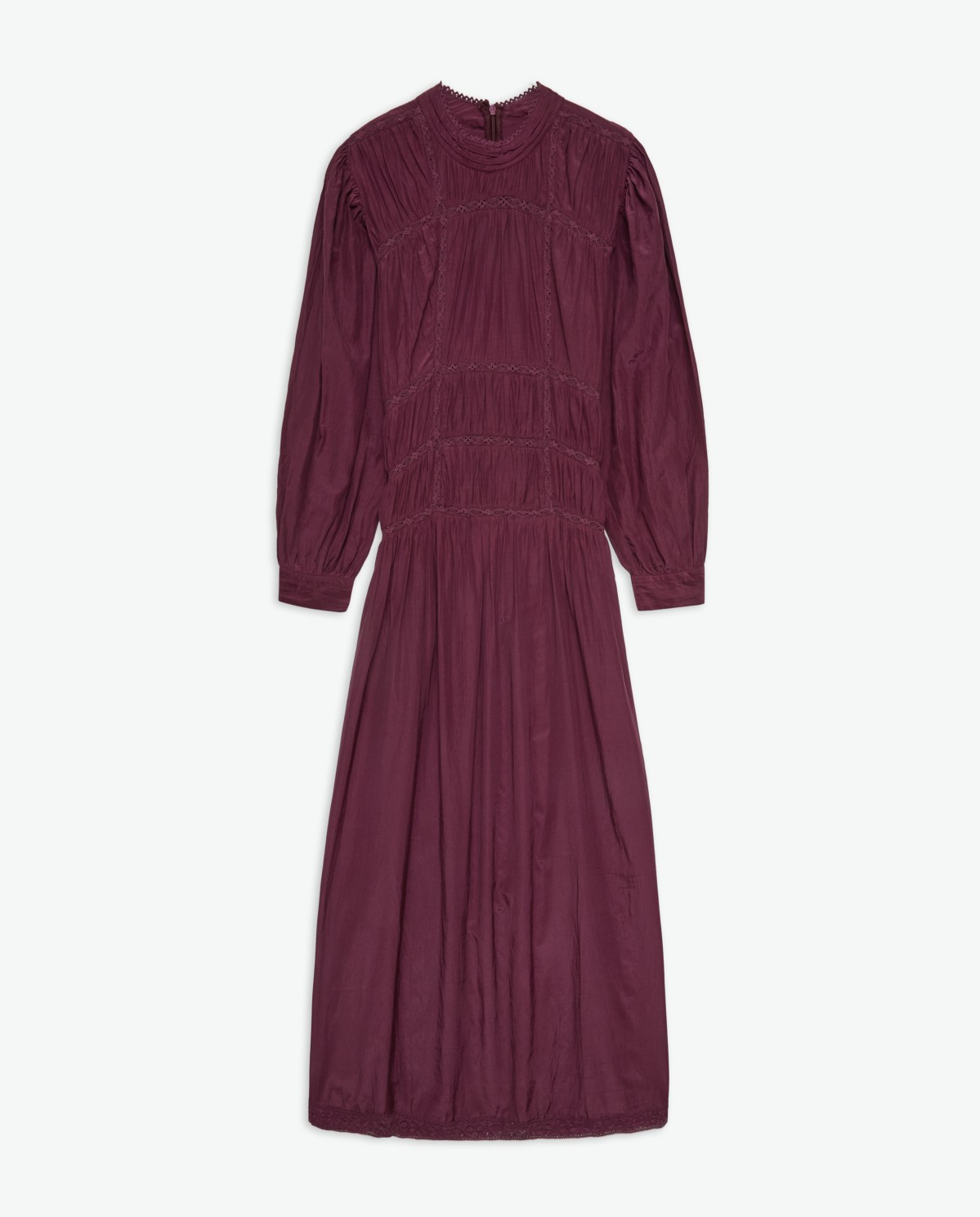 Vestido midi mezcla algodón cuello subido berenjena - Vestido midi 7