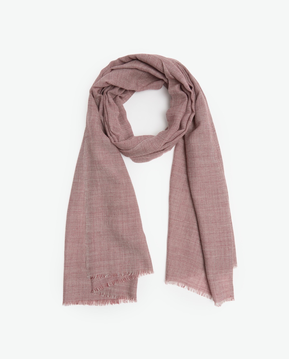 100% wool scarf with mini burgundy checks - Scarf made with 100% wool 1