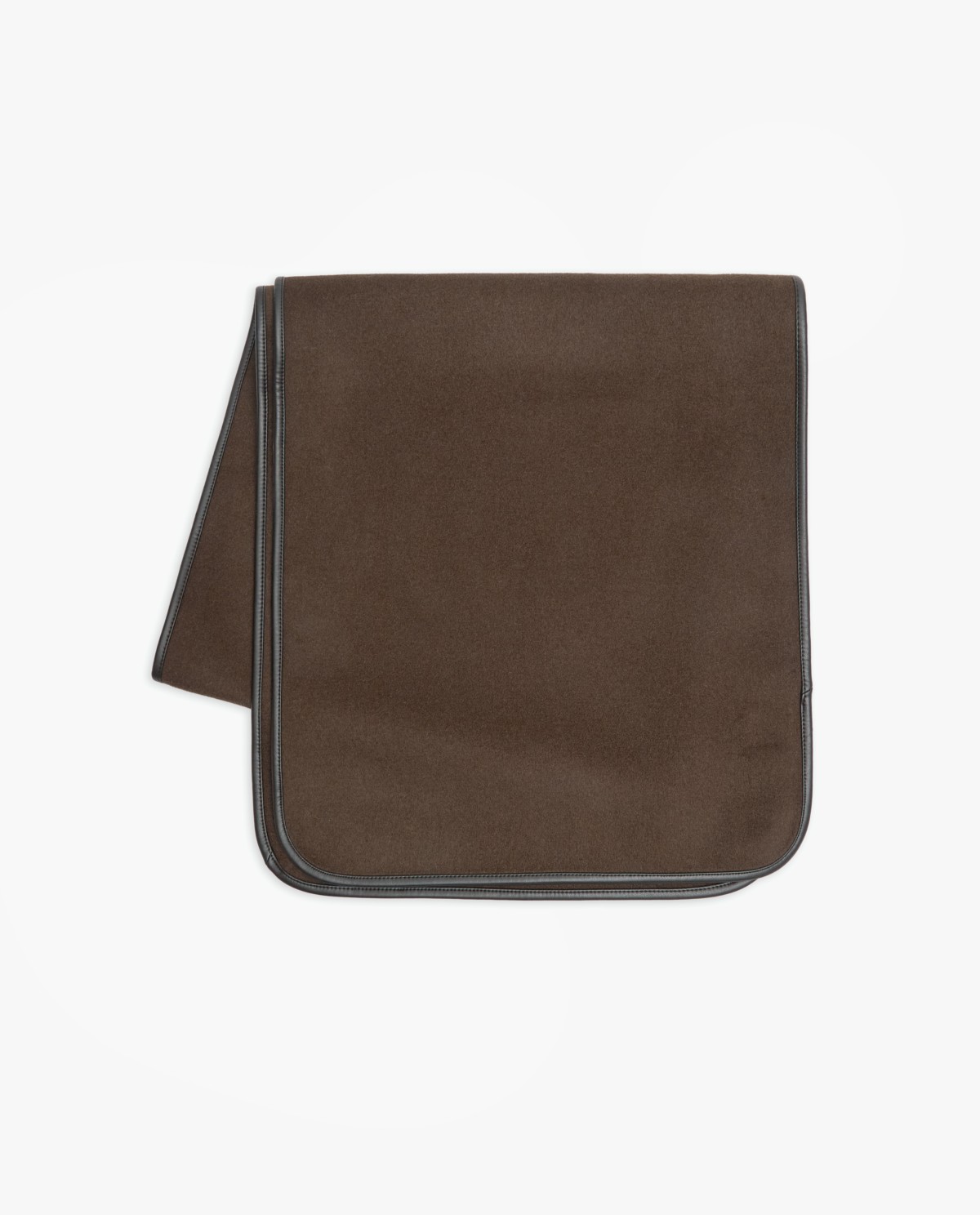 Bufanda ribeteada lana y piel vegana chocolate - Bufanda doble faz 4