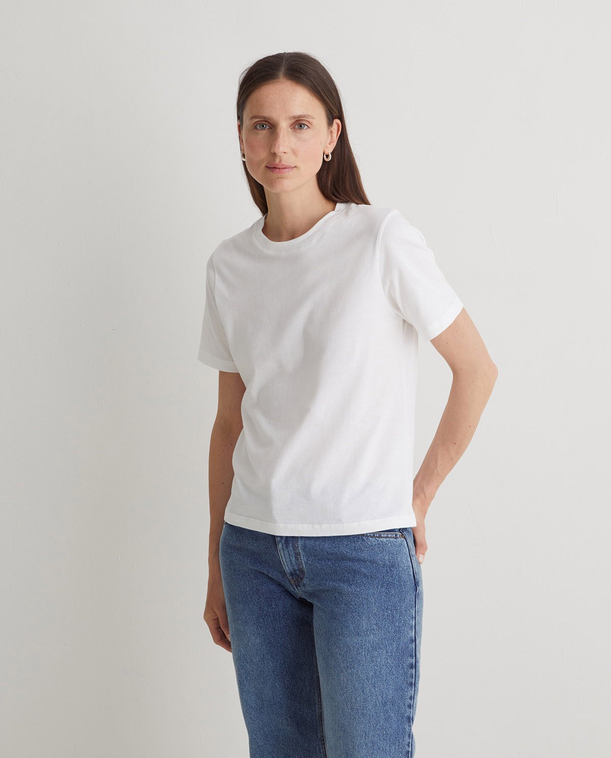 Camiseta algodón orgánico cuello redondo blanco - Camiseta <strong>100% algodón orgánico 3