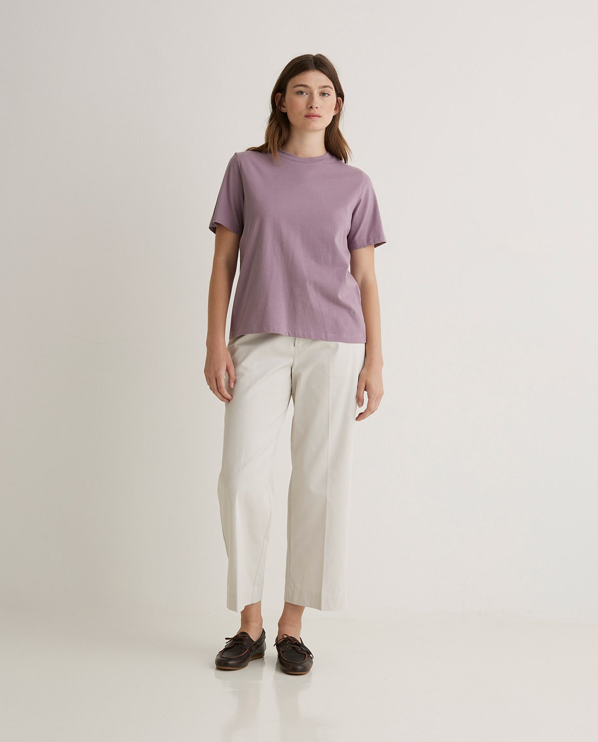 Camiseta algodón orgánico cuello redondo malva - Camiseta <strong>100% algodón orgánico 5