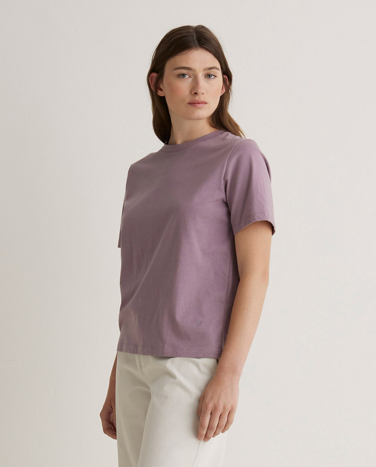 Camiseta algodón orgánico cuello redondo malva - Camiseta <strong>100% algodón orgánico 3
