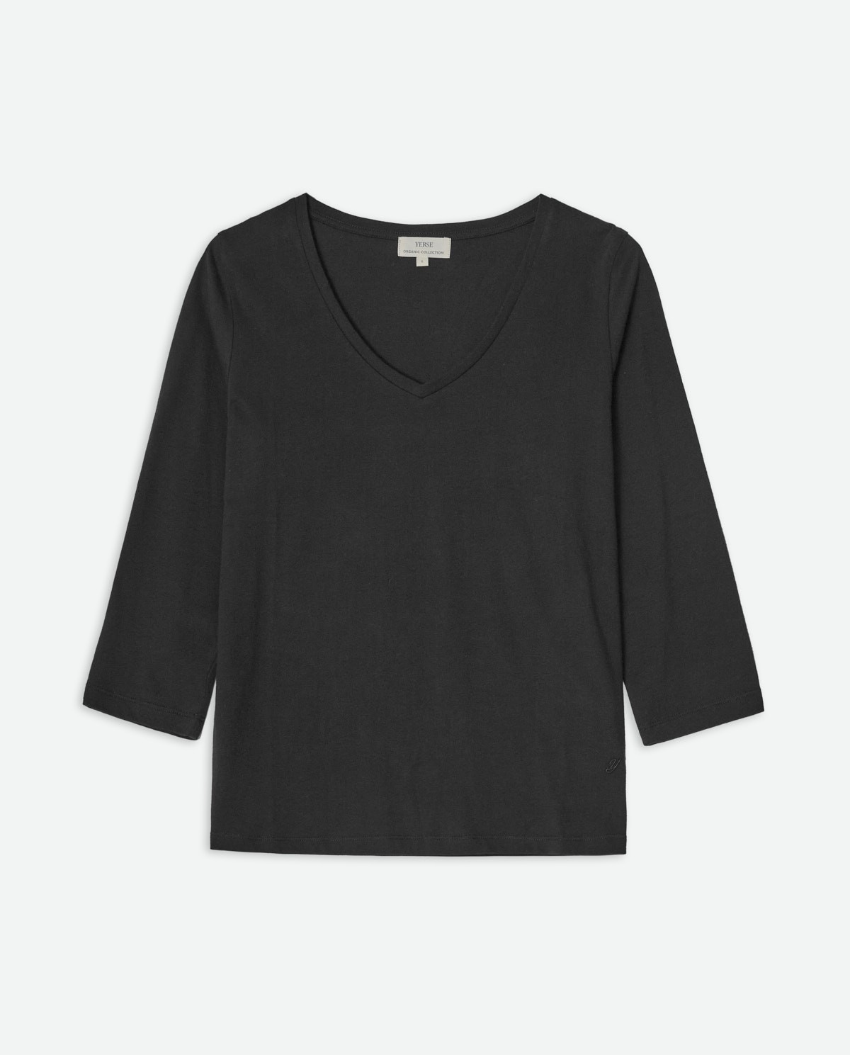Camiseta algodón orgánico escote pico negro - Camiseta <strong>100% algodón orgánico 8