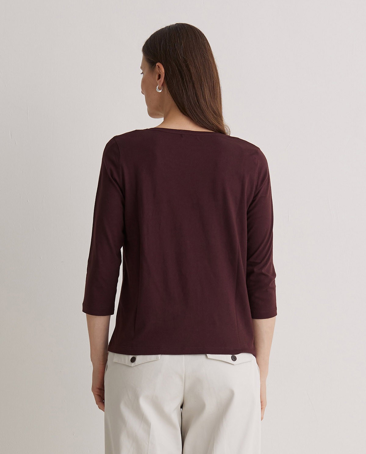 T-shirt col V en coton bio marron - T-shirt 100% coton bio 4
