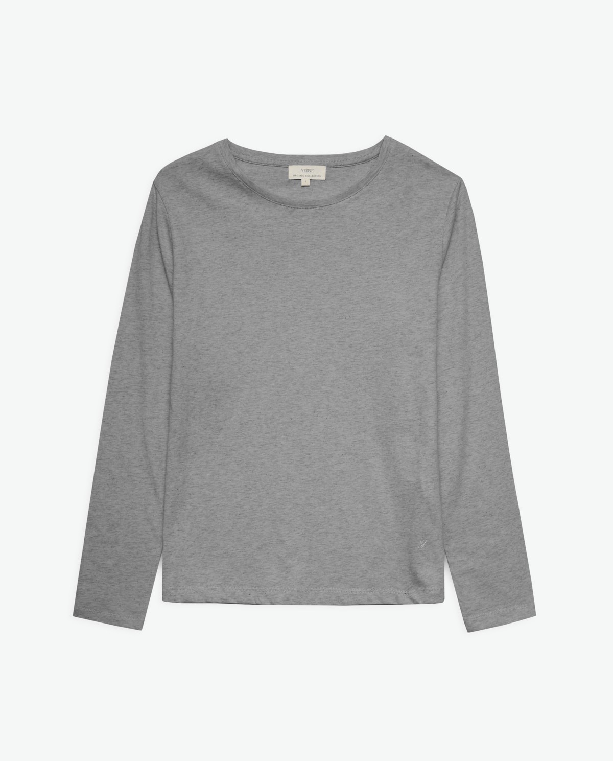 Camiseta algodón orgánico manga larga gris mujer Yerse - Detalle frontal 7