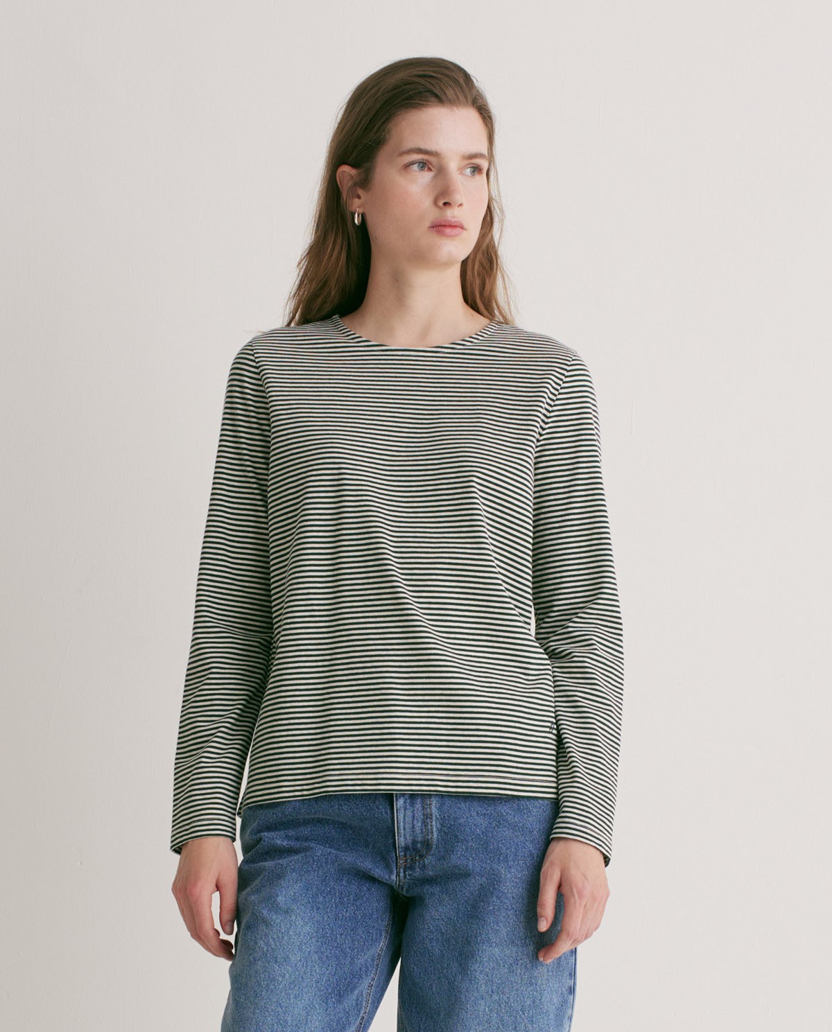 Forest green striped organic cotton T-shirt - 100% organic cotton T-shirt 3