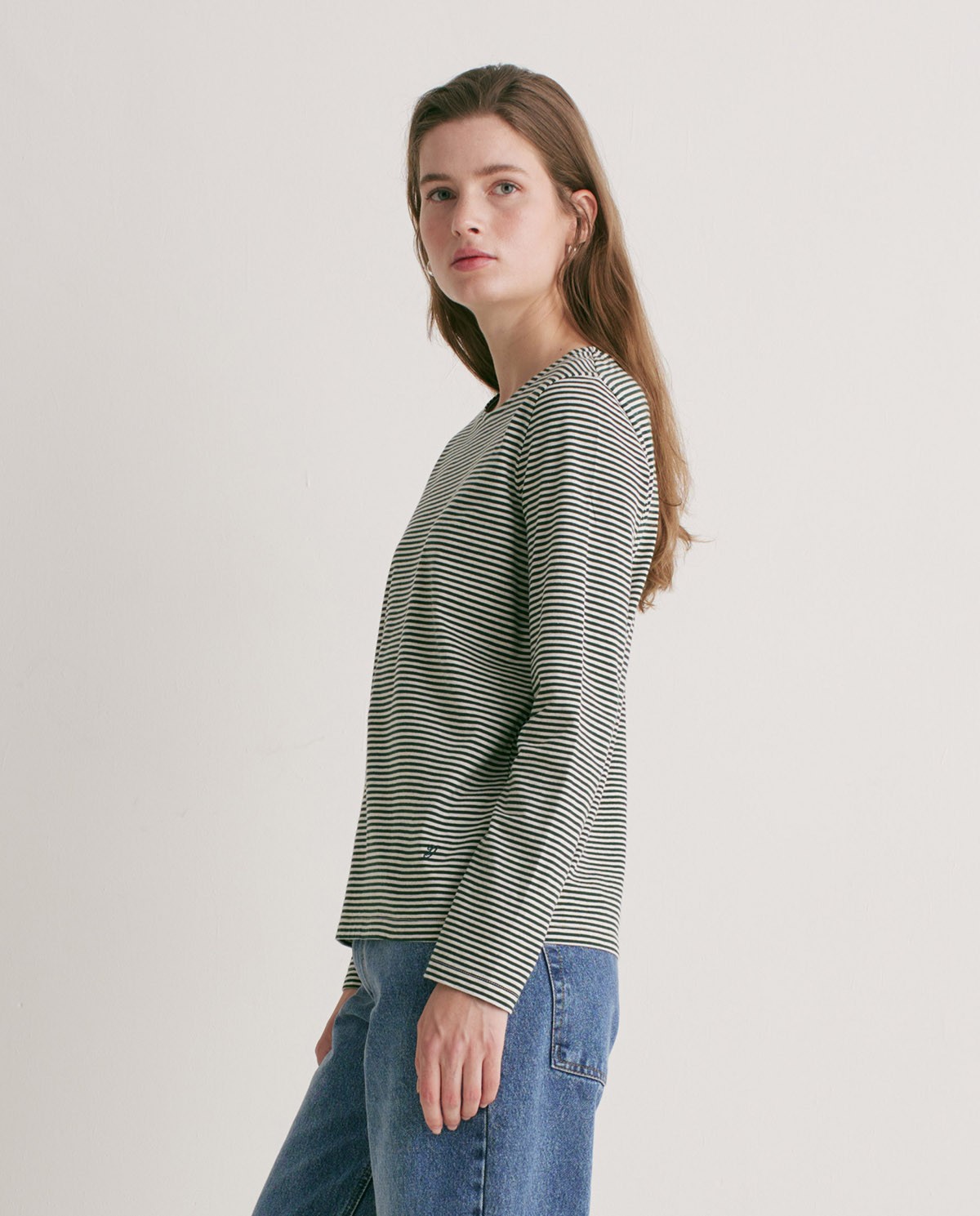 Forest green striped organic cotton T-shirt - 100% organic cotton T-shirt 2