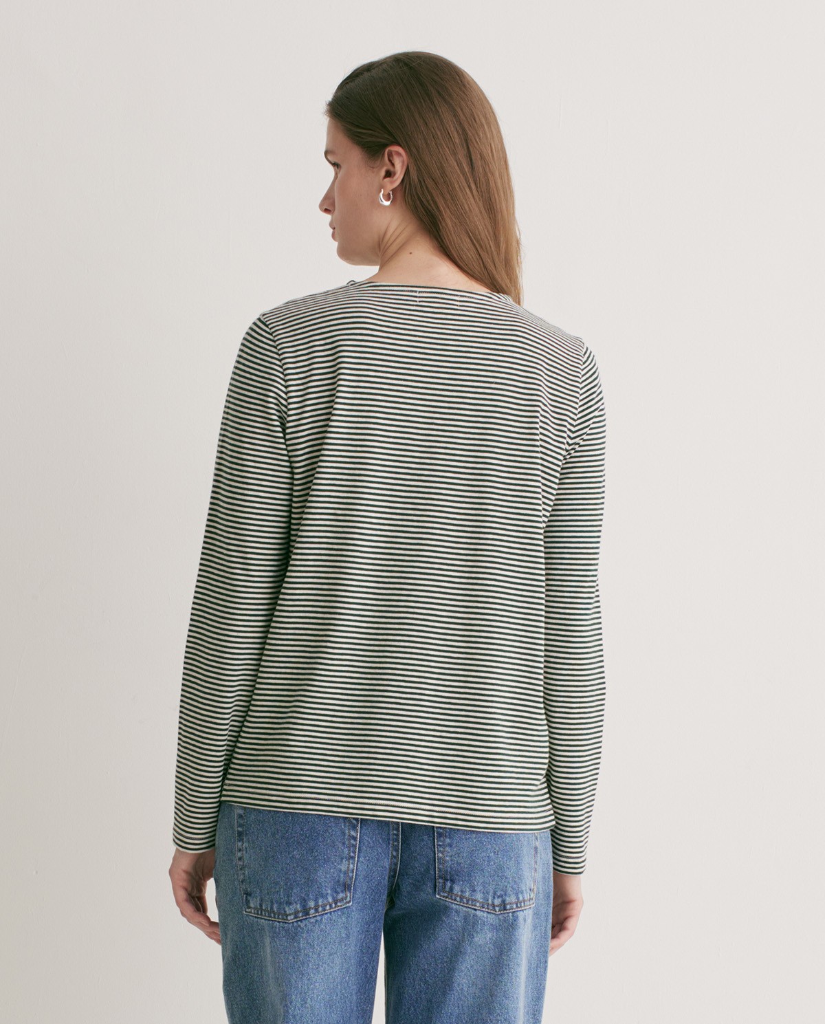 Forest green striped organic cotton T-shirt - 100% organic cotton T-shirt 4