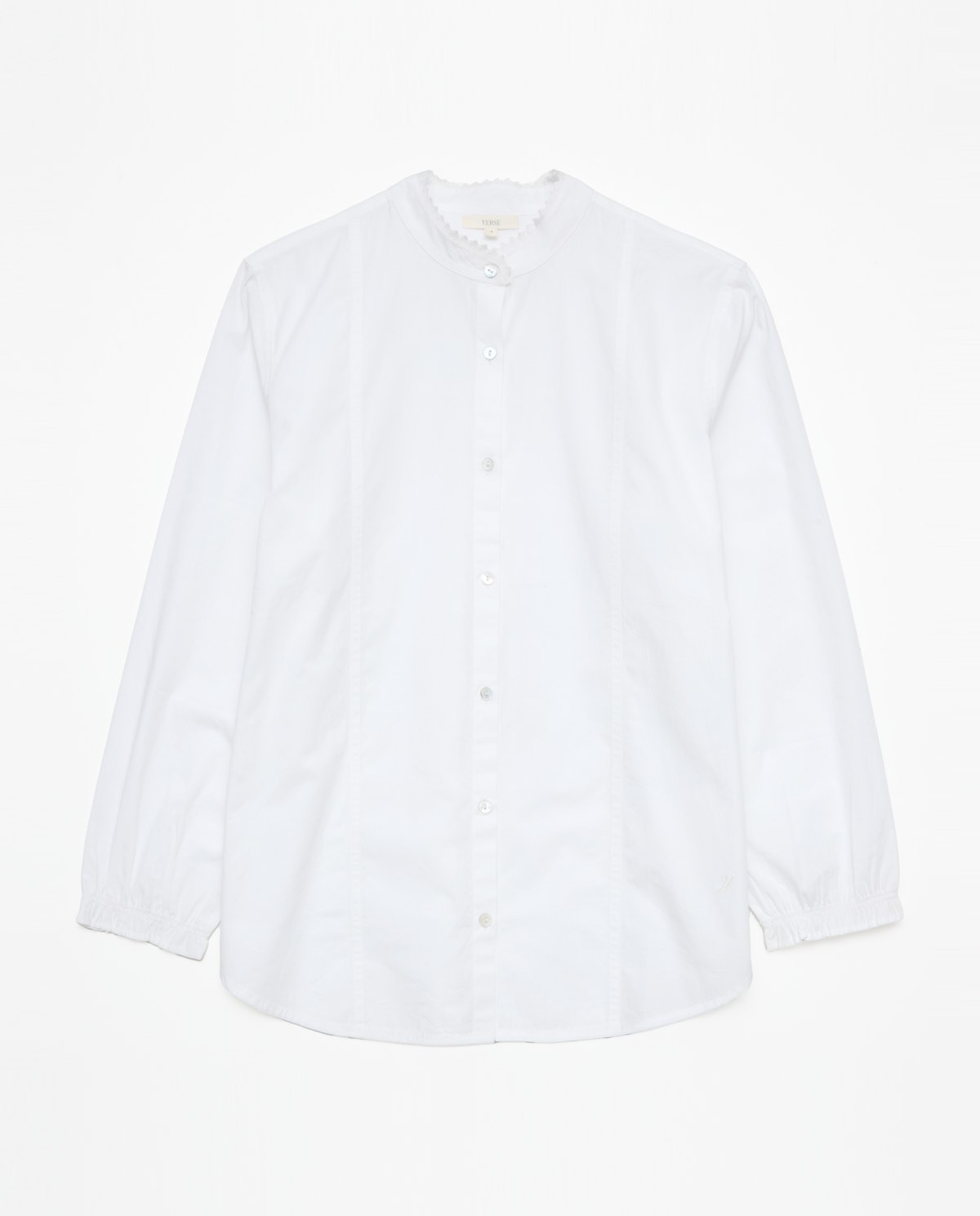 White 100% cotton Mao-neck shirt woman Yerse - Front view 7
