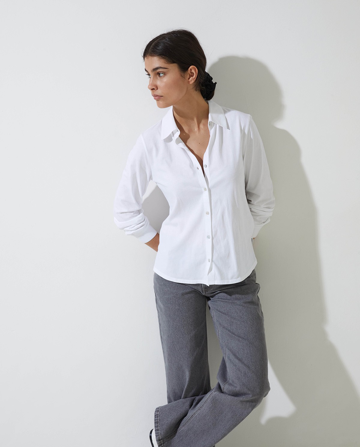 Camisa 100% cotó màniga llarga blanca - Camisa 100% cotó