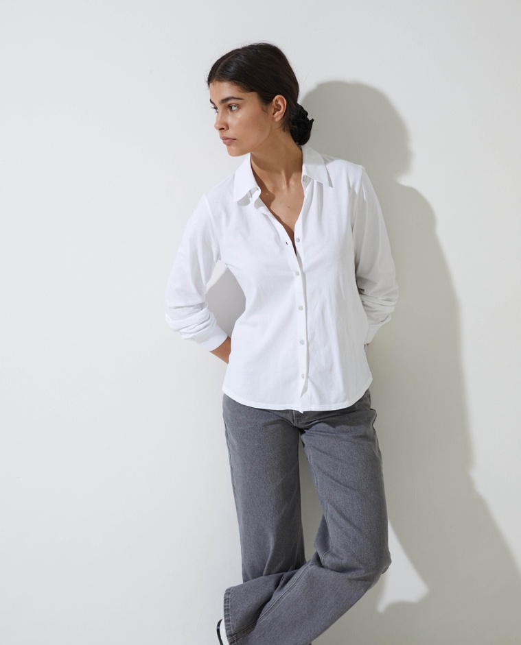 Camisa 100% algodón manga larga blanco - Camisa 100% algodón