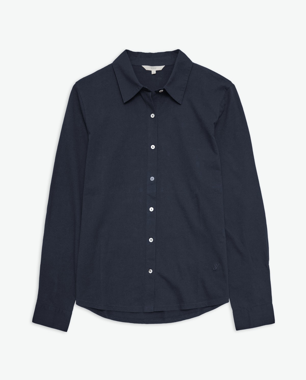Chemise bleu marine à manches longues 100 % coton - Chemise 100 % coton 8