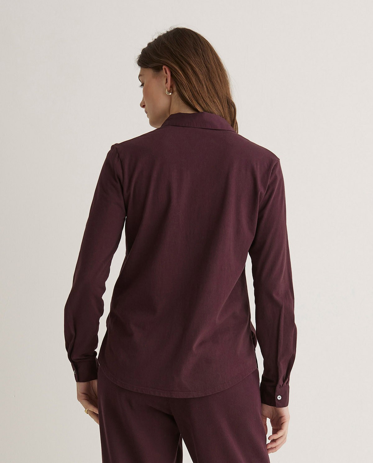 Chemise aubergine à manches longues 100 % coton - Chemise 100 % coton 5