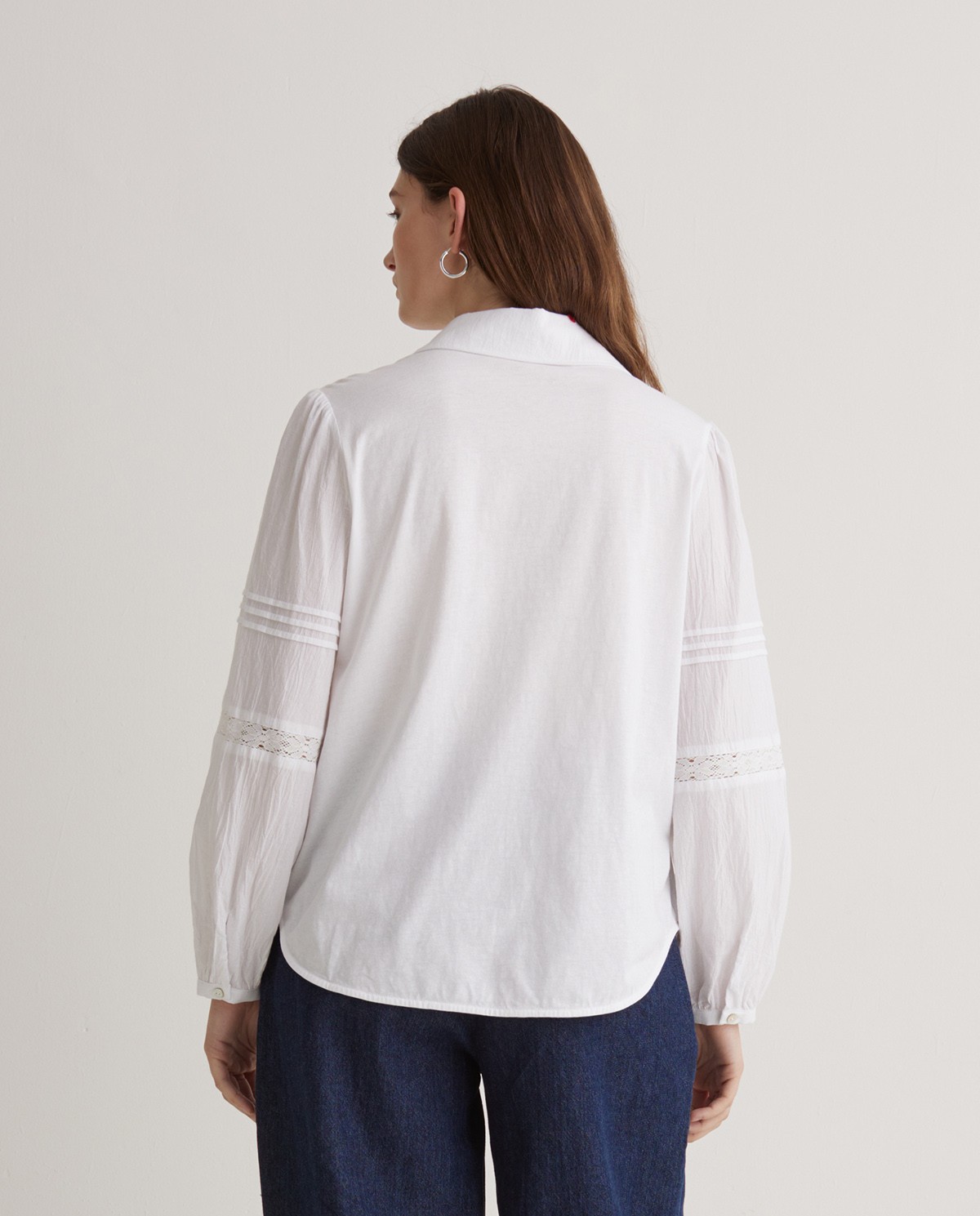 Camisa 100% algodón puntillas blanco - Blusa 100% algodón 4