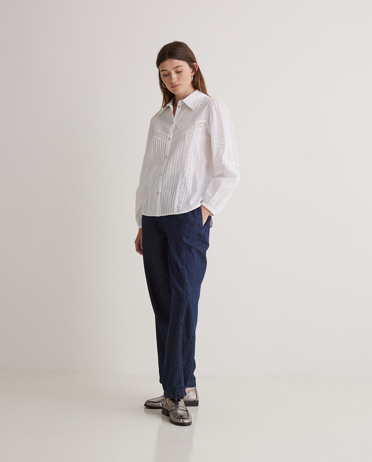 Camisa 100% algodón puntillas blanco - Blusa 100% algodón 5