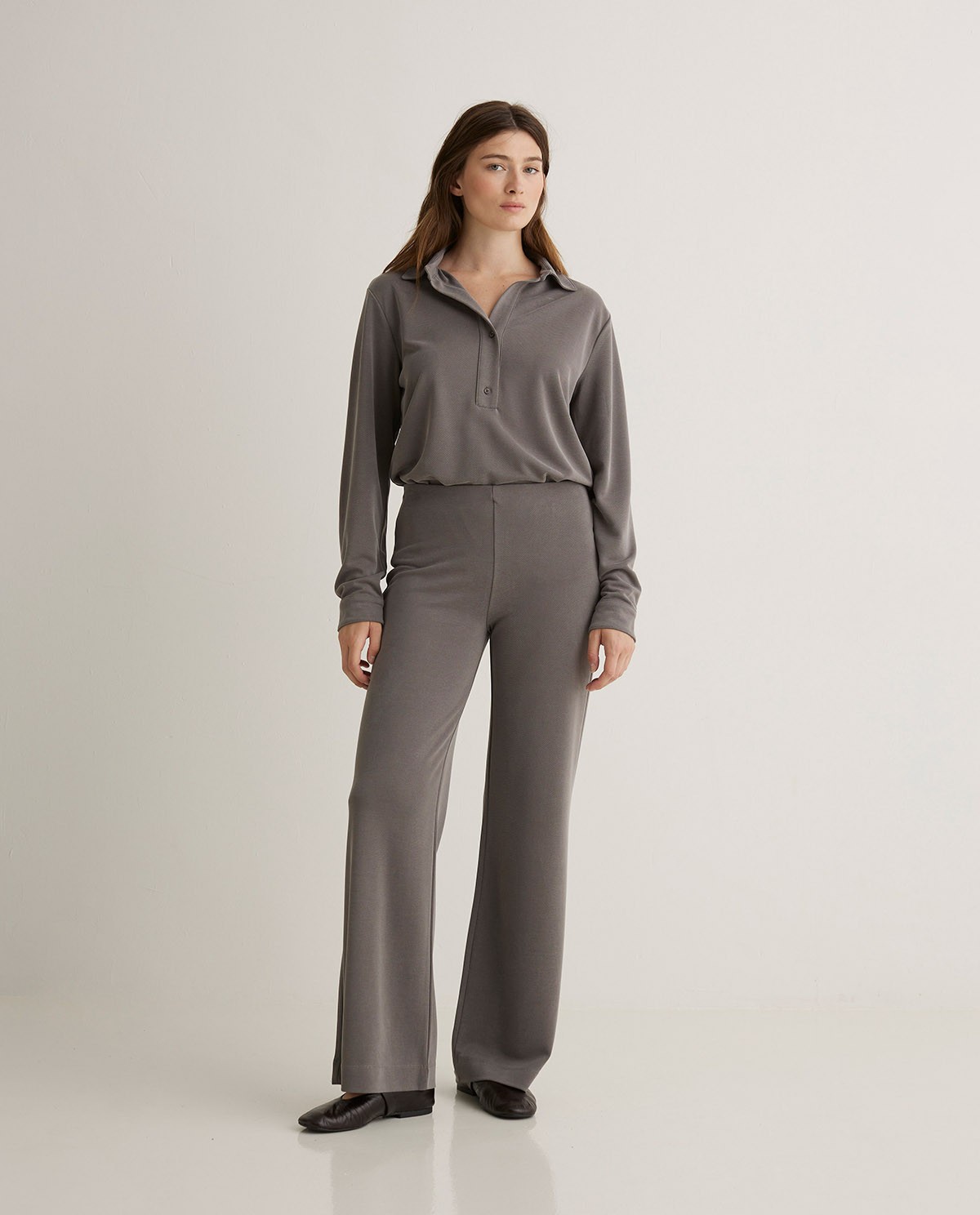Pantalones anchos fluido plomo - Pantalones anchos 4