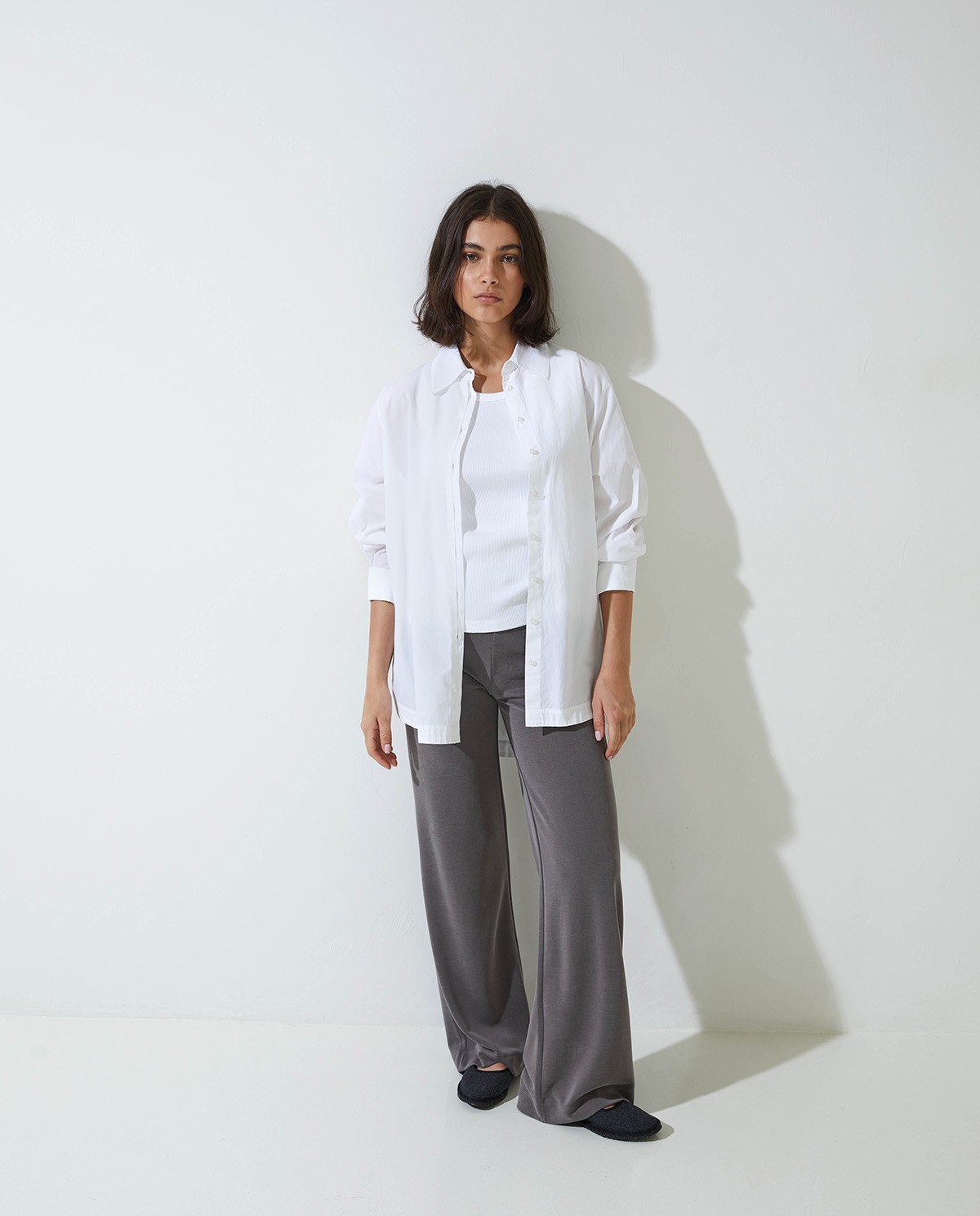 Pantalones anchos fluido plomo - Pantalones anchos 1