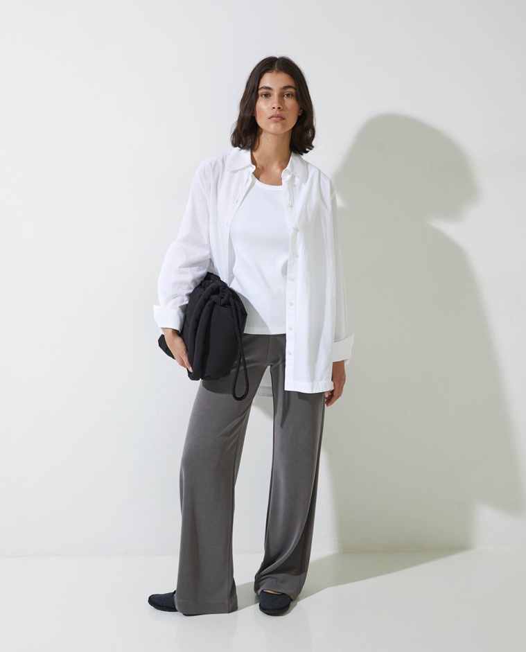 Pantalones anchos fluido plomo - Pantalones anchos