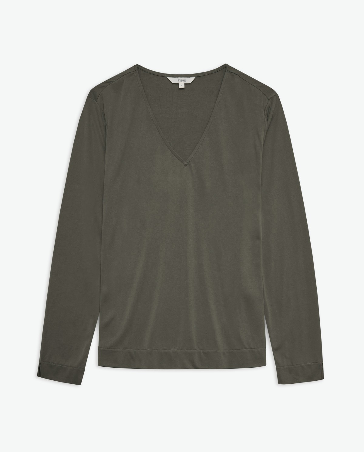 Long sleeves modal t-shirt khaki woman Yerse - Front view 5