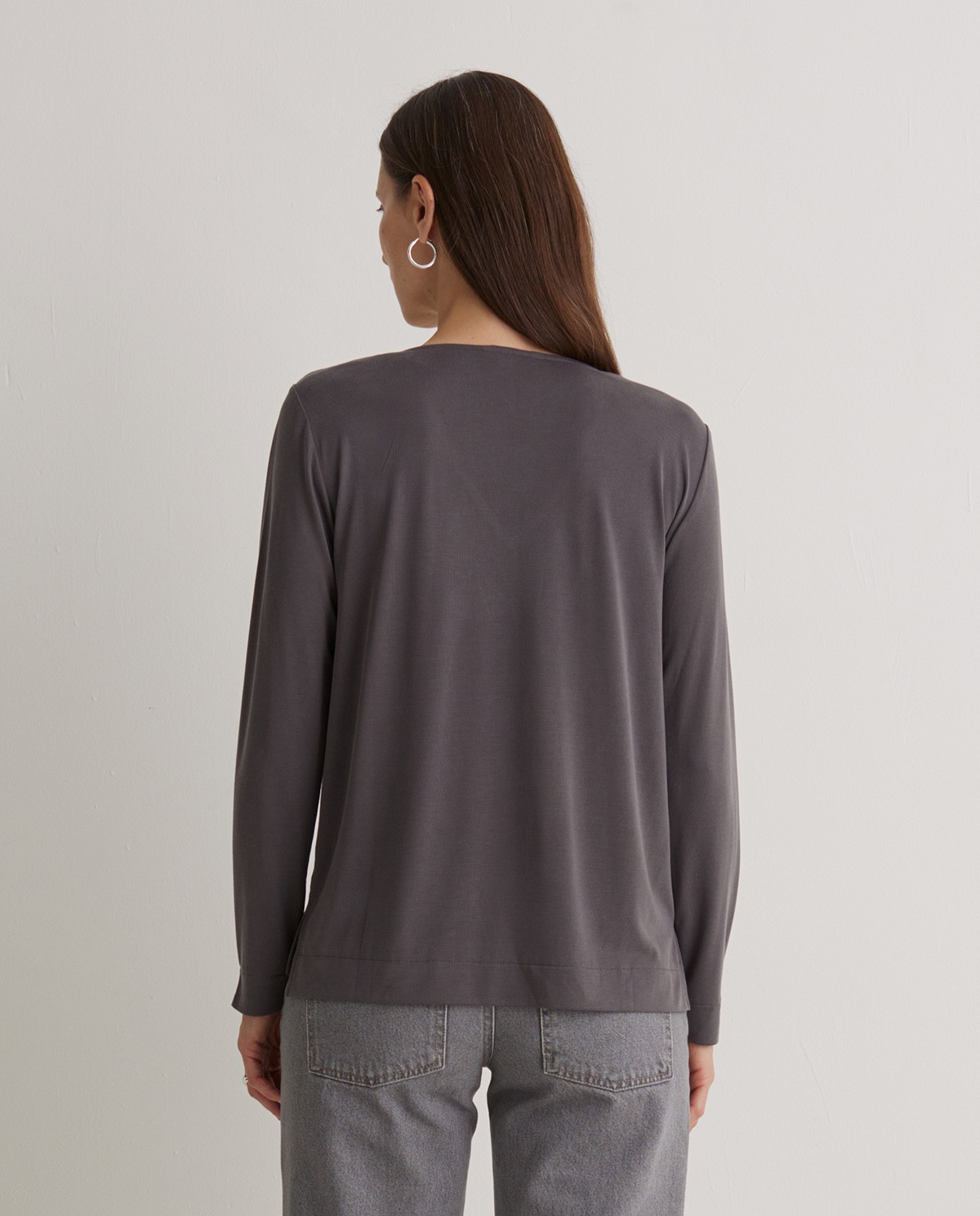 Camiseta cuello pico plomo - Camiseta tejido mezcla de modal 3