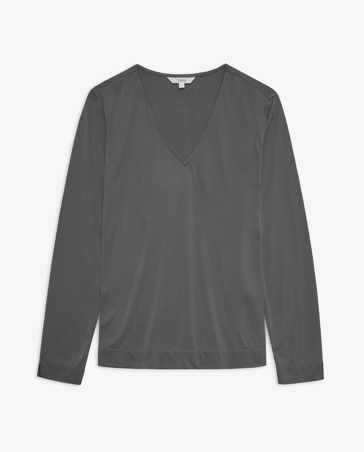 Lead-grey v-neck t-shirt woman Yerse - Front view 6