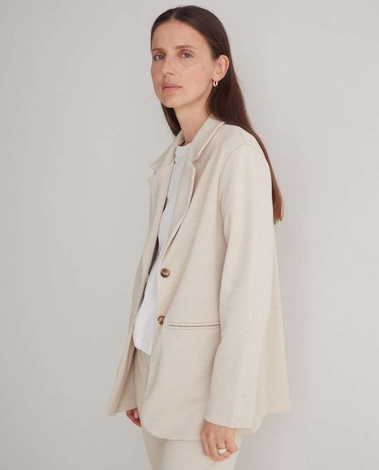 Blazer punto rayas crudo - Blazer de punto afranelado