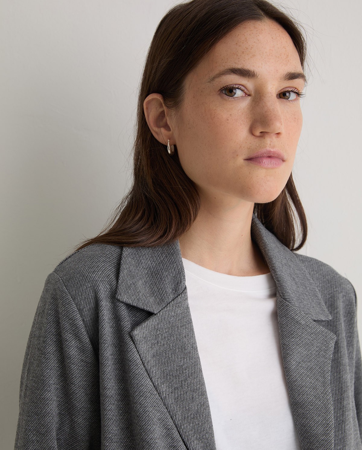 Anthracite striped knit blazer - Flannel knit blazer 1
