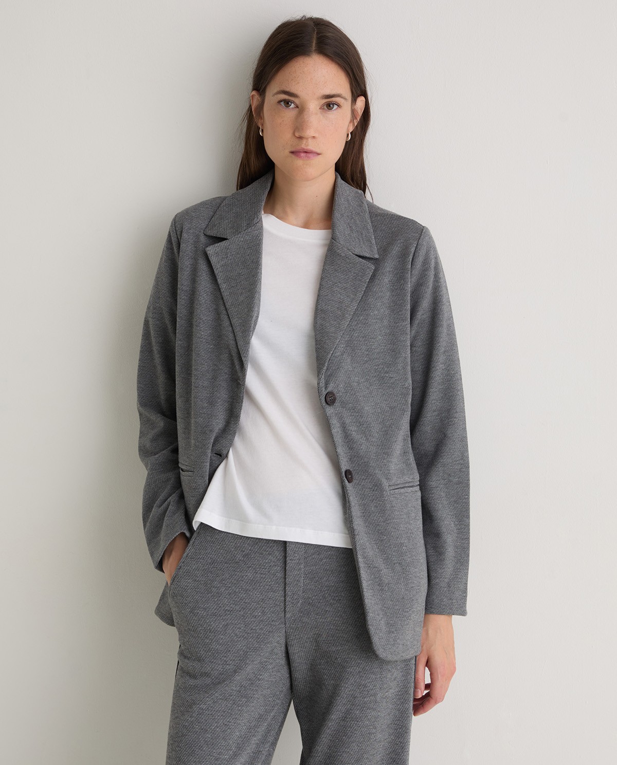 Anthracite striped knit blazer - Flannel knit blazer 2