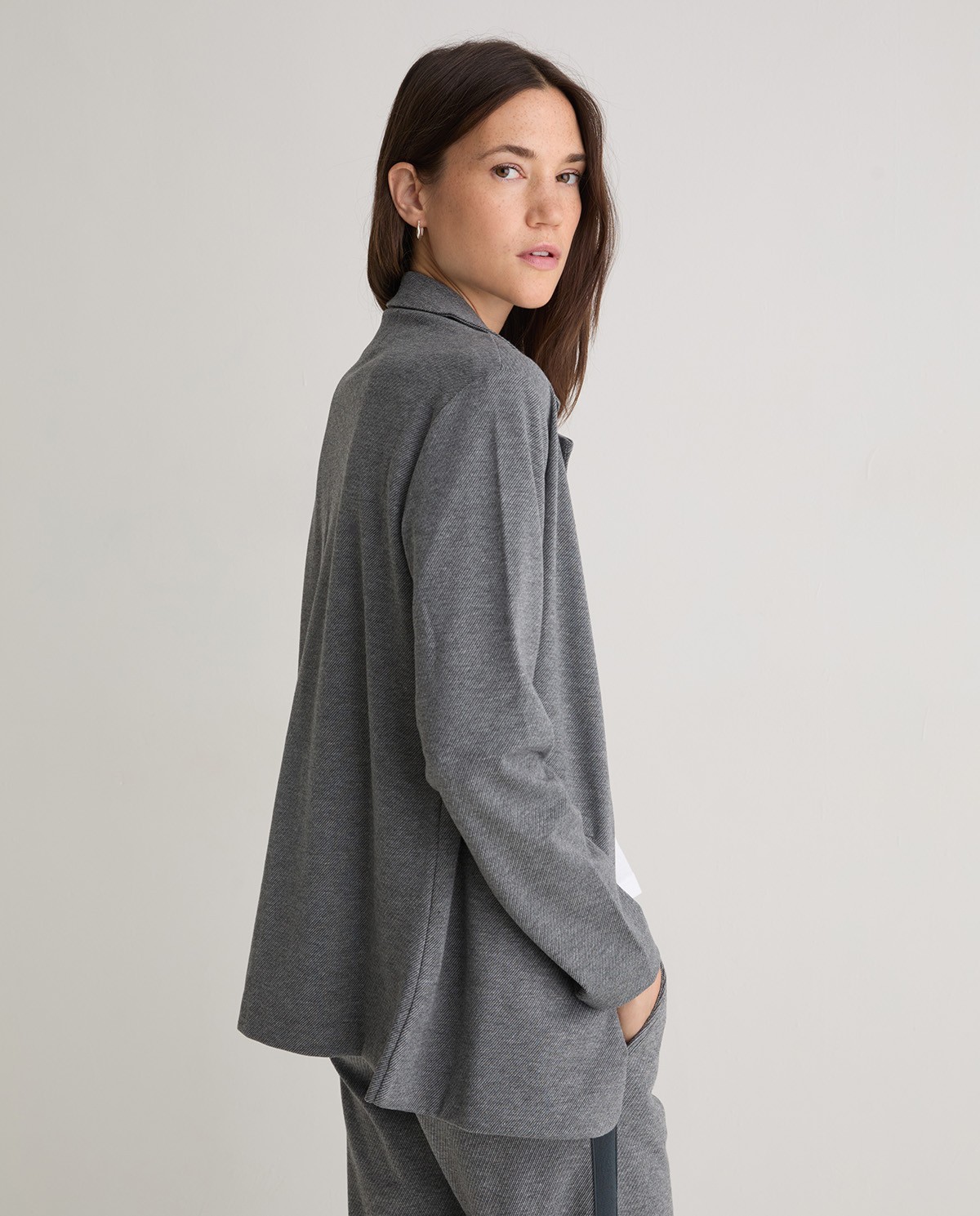 Anthracite striped knit blazer - Flannel knit blazer 3