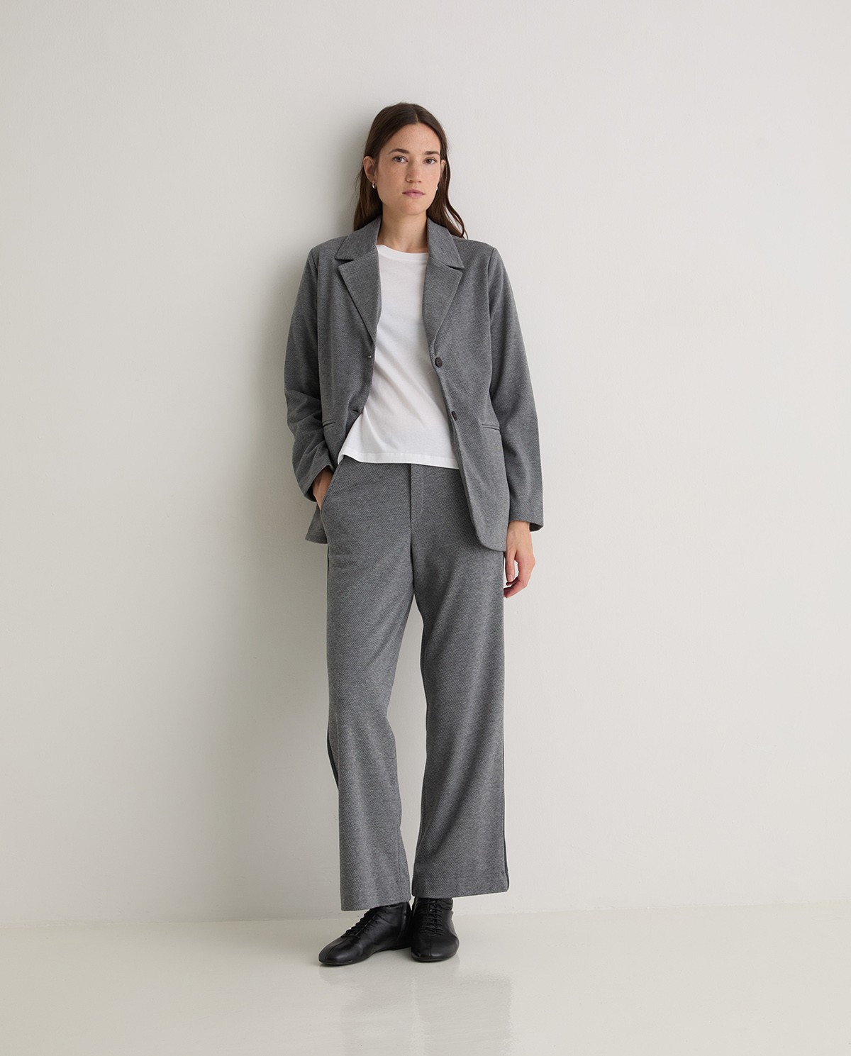 Anthracite striped knit blazer - Flannel knit blazer 4
