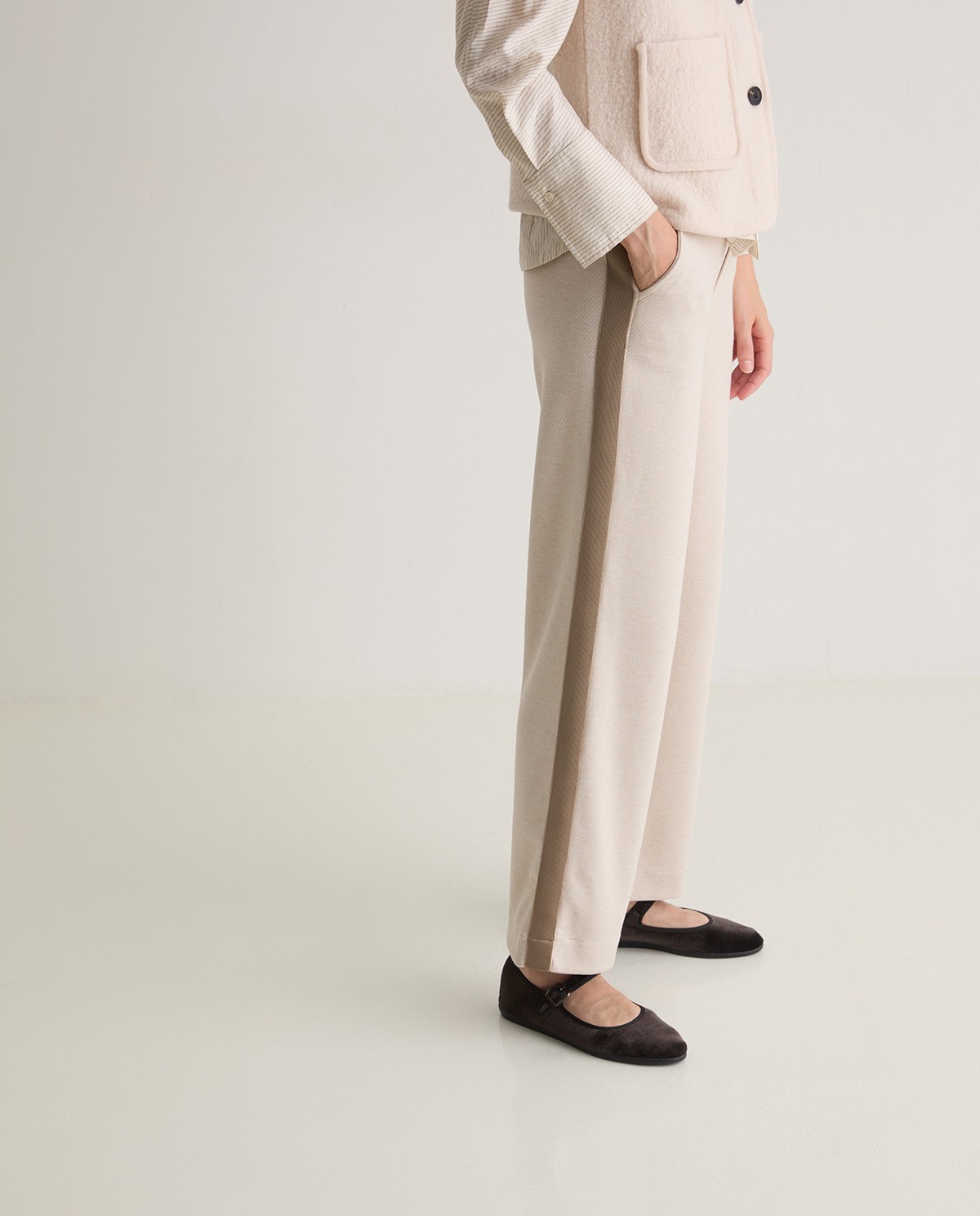 Pantalón ancho afranelado crudo