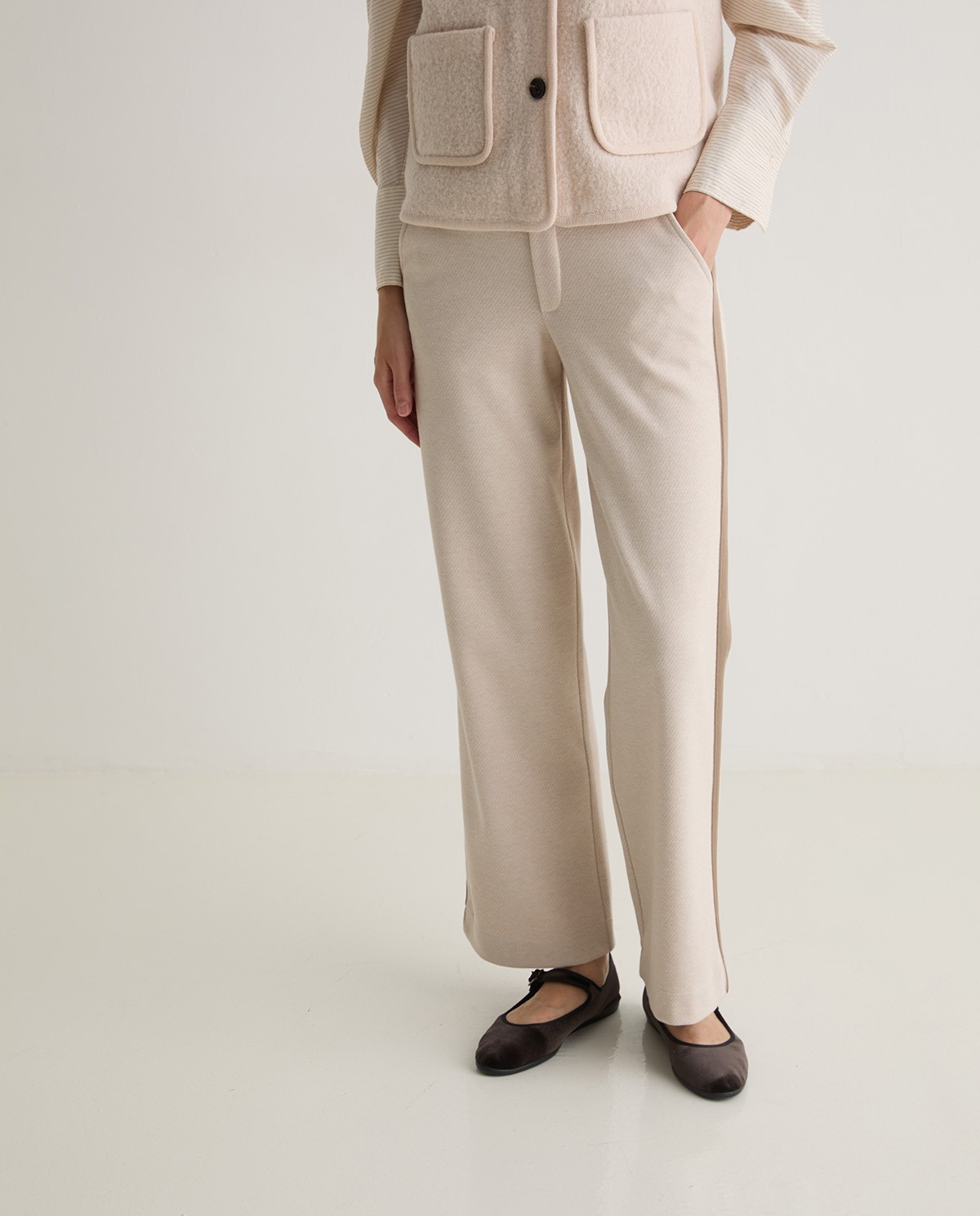Pantalón ancho afranelado crudo