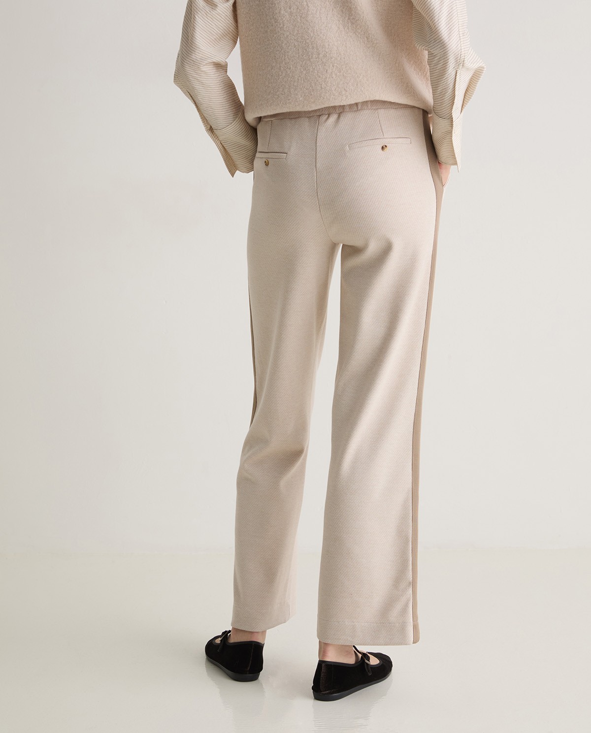 Ecru wide flannel trousers woman Yerse - Front view 5