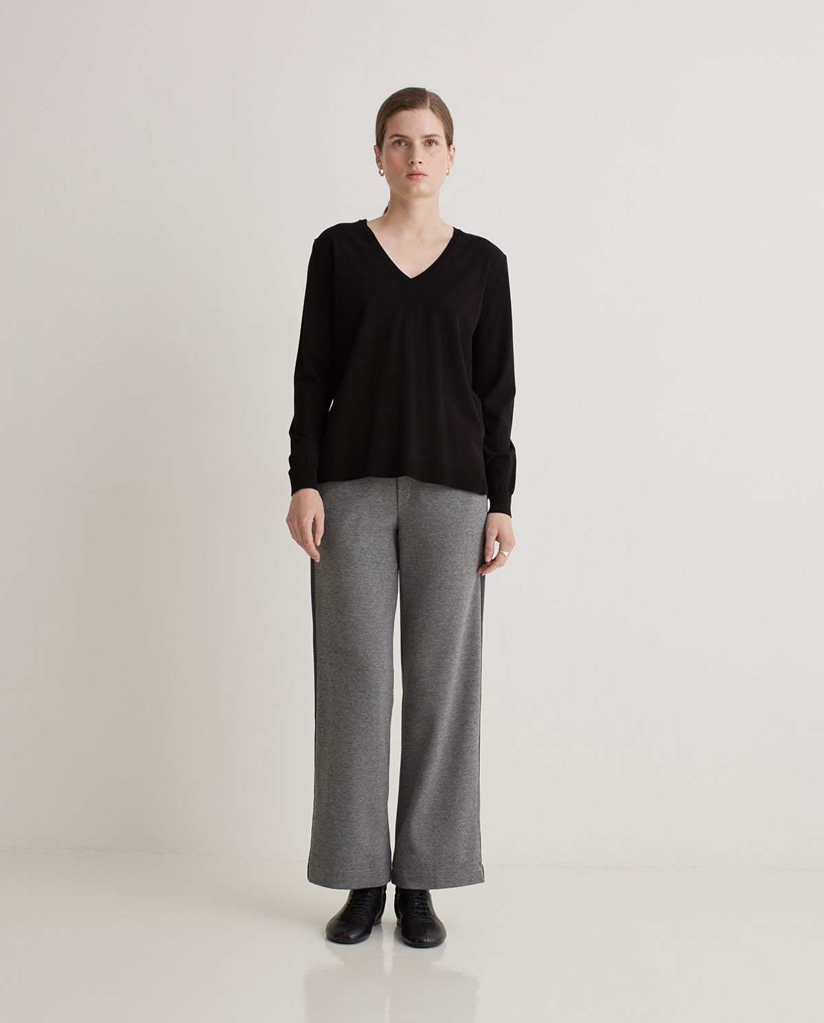 Pantalones anchos afranelado negro - Pantalones anchos