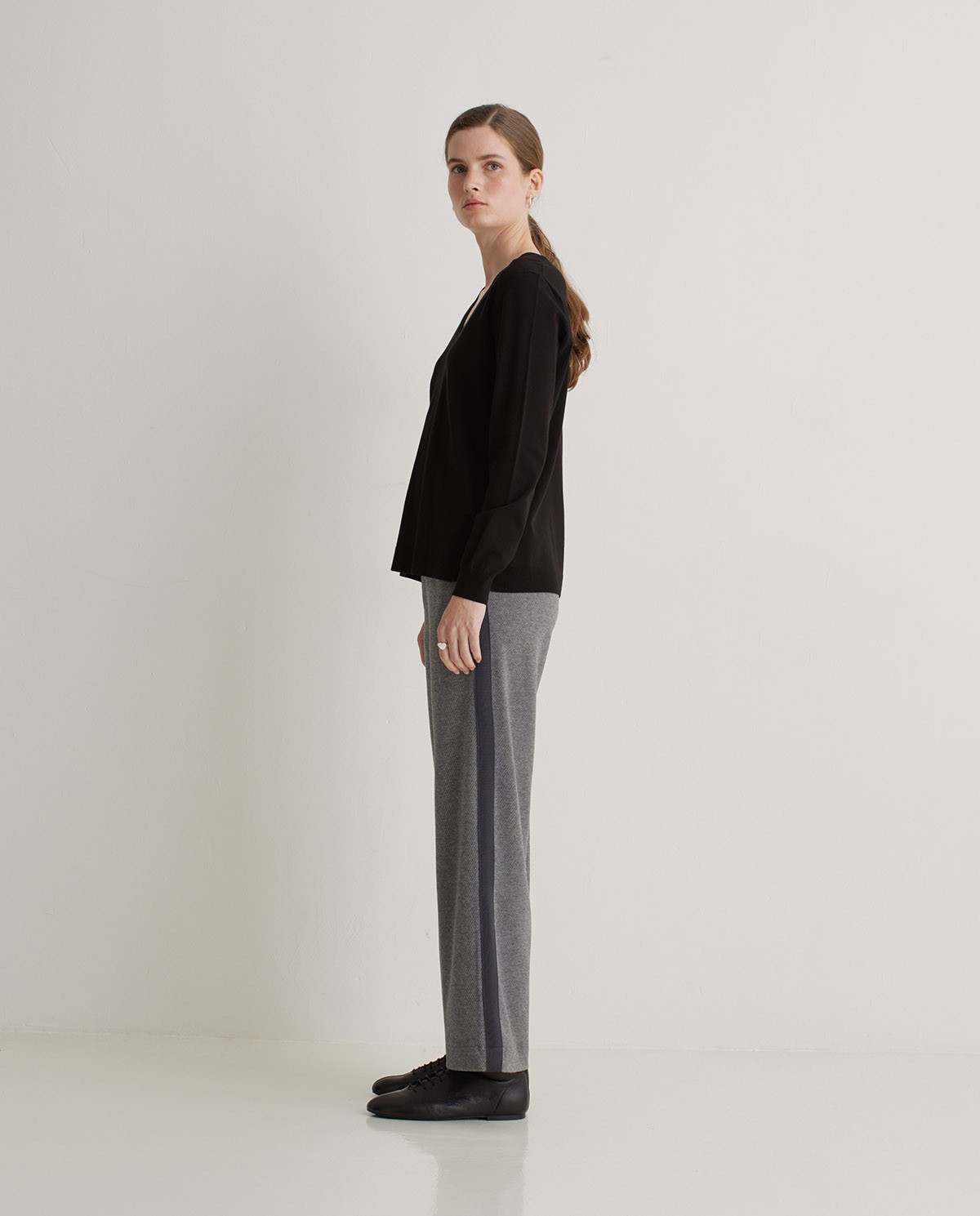Pantalones anchos afranelado negro - Pantalones anchos 1