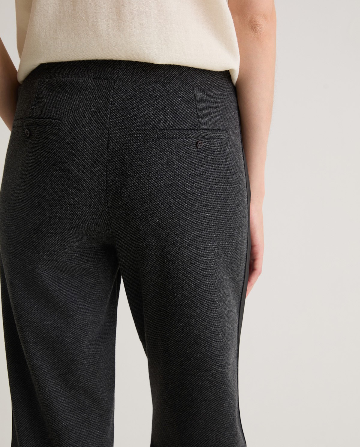 Black wide flannel trousers