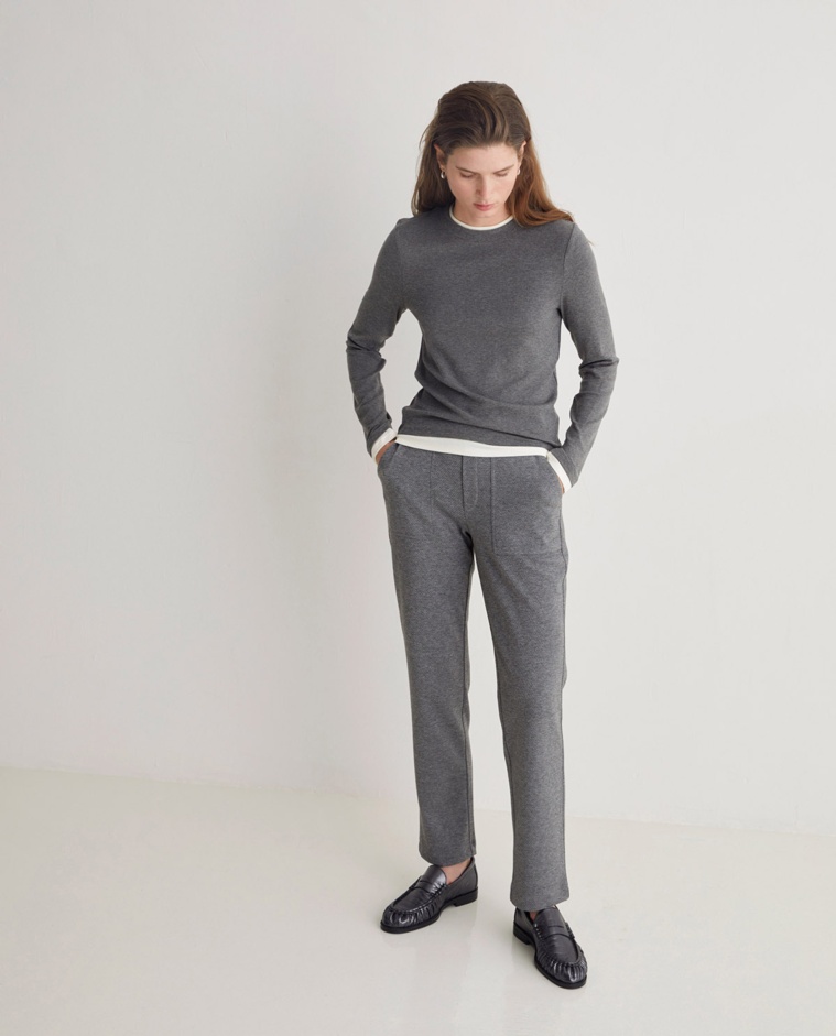 Pantalones regular fit afranelado antracita - Pantalones rectos de punto